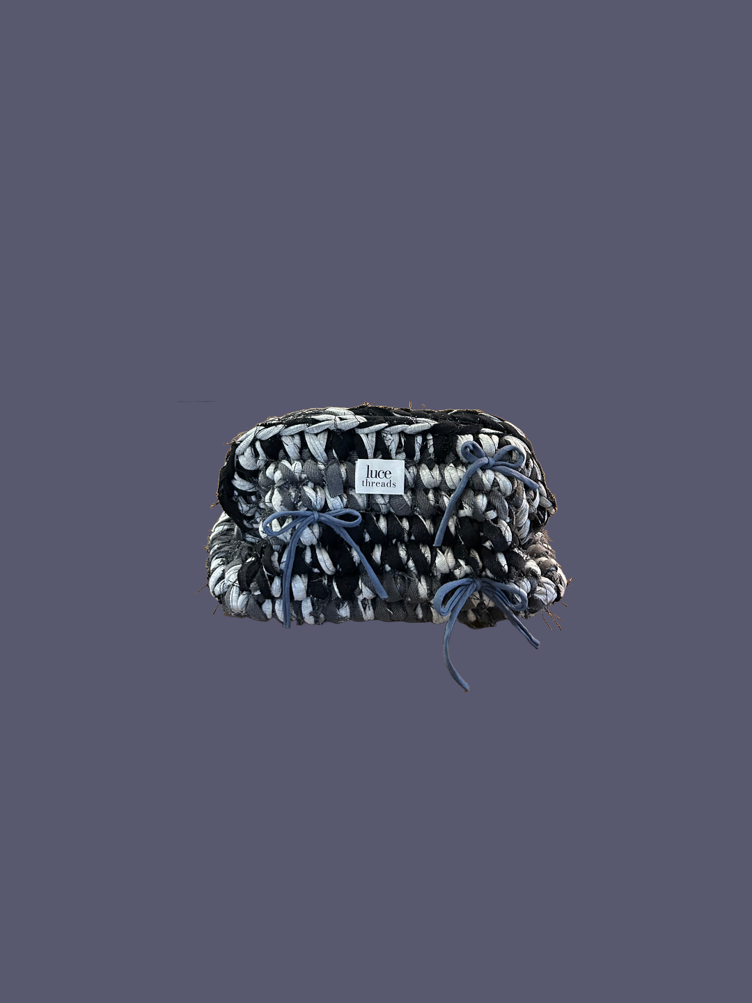 The Denim Clutch - Black, Blue & Bows