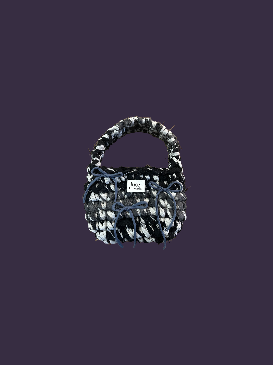 The Denim Bag - Black, Blue & Bows