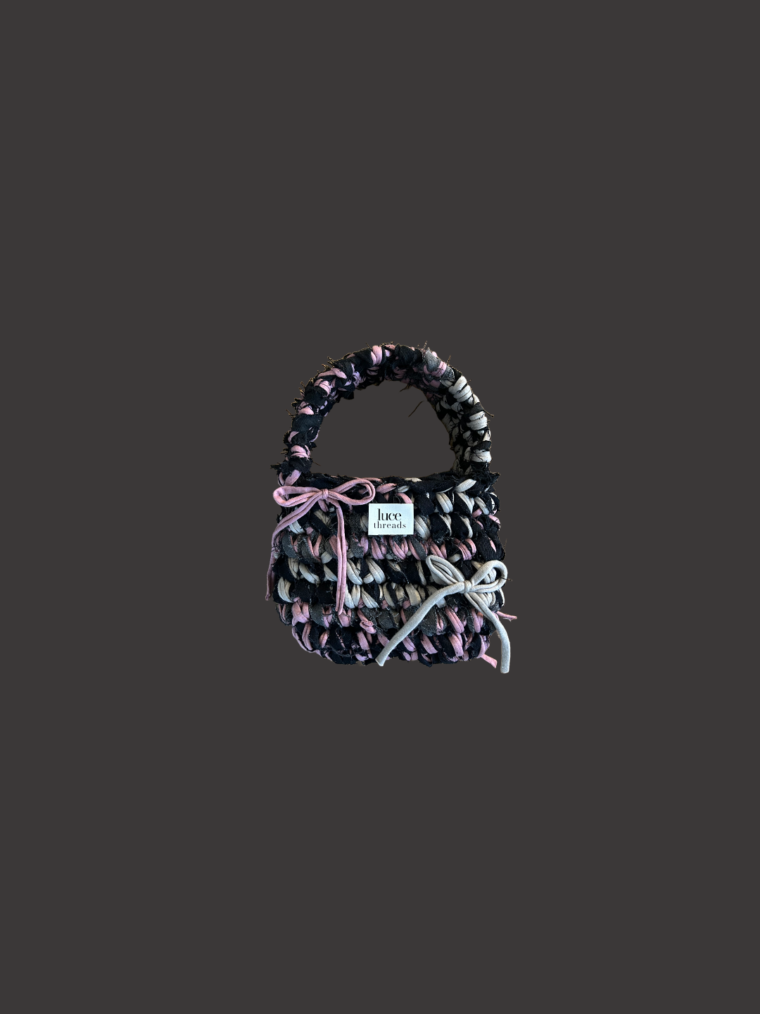 The Denim Bag - Black, Pink & Bows